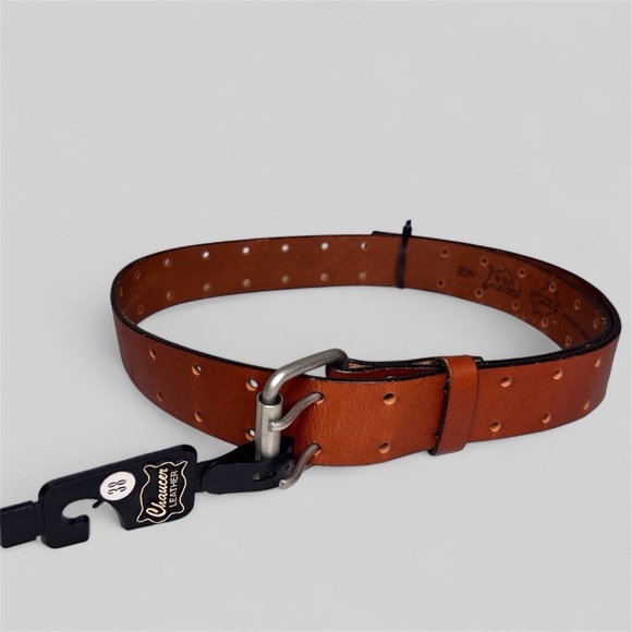 Vintage Chaucer Brown Harness Leather Perforated Belt NWT main image 6